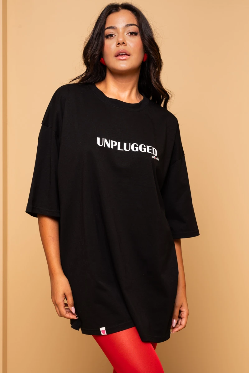 T-shirt Blouse Black Unplugged Κοντομάνικο Μπλουζάκι Petit Boutik - Image 2