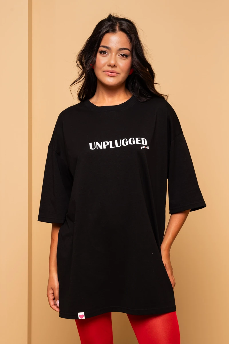 T-shirt Blouse Black Unplugged Κοντομάνικο Μπλουζάκι Petit Boutik