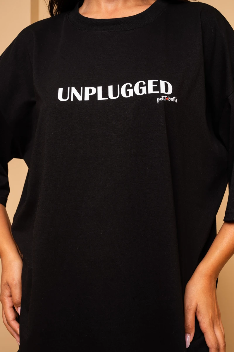 T-shirt Blouse Black Unplugged Κοντομάνικο Μπλουζάκι Petit Boutik - Image 4