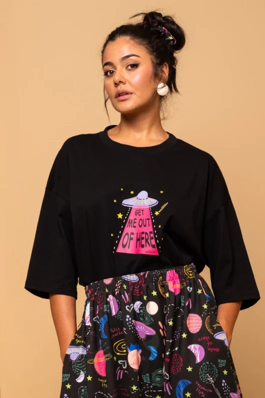 Alternative view of T-shirt Blouse Black Get Me Out Of Here Short Sleeve T-shirt Petit Boutik