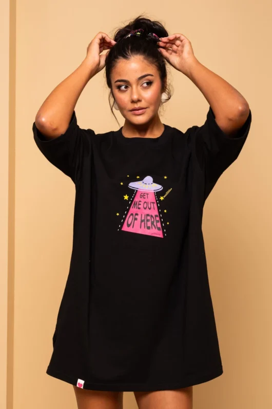 T-shirt Blouse Black Get Me Out Of Here Short Sleeve T-shirt Petit Boutik