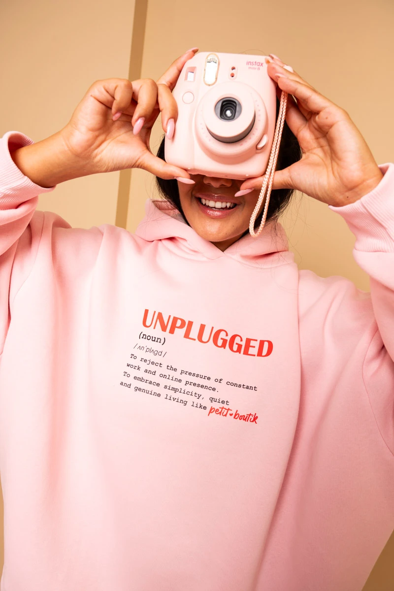 Hooded Sweatshirt Blouse Pink Unplugged Sweatshirt With Hood Petit Boutik - Image 3