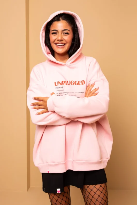 Hooded Sweatshirt Blouse Pink Unplugged Sweatshirt With Hood Petit Boutik