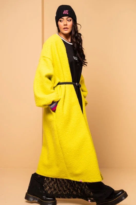 Bianca Coat Lime Boucle Embroidery Heart Coat Petit Boutik