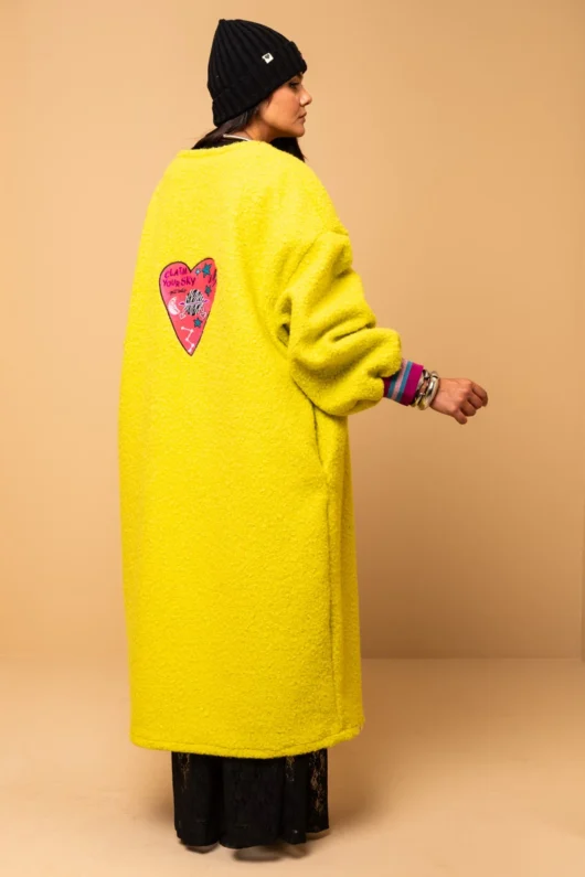 Alternative view of Bianca Coat Lime Boucle Embroidery Heart Coat Petit Boutik
