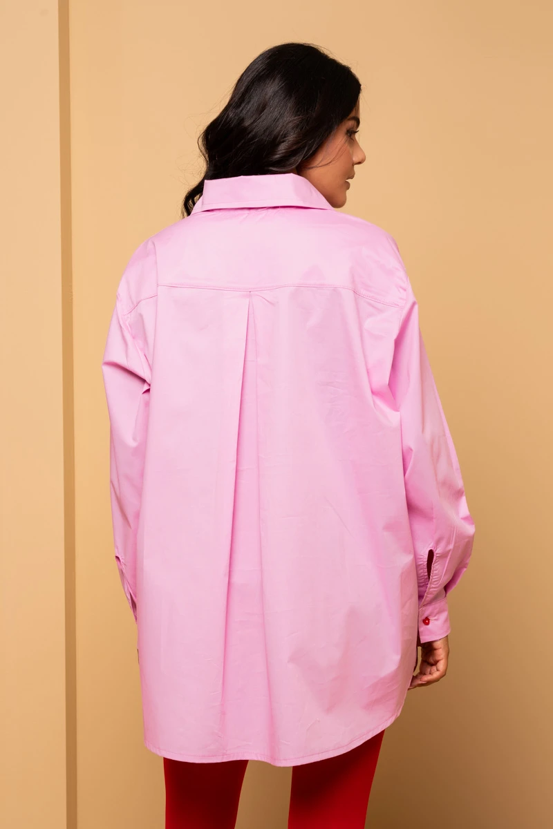 Maya Shirt Pink Cotton Poplin Πουκάμισο Petit Boutik - Image 4