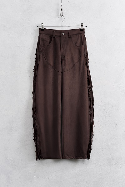 Alternative view of παντελόνι suede με κρόσια