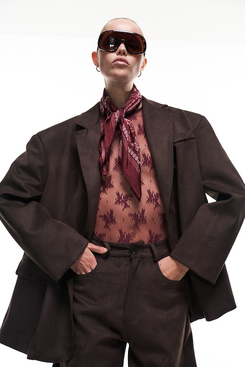 Evelyn oversized Suede blazer marrone - Image 3