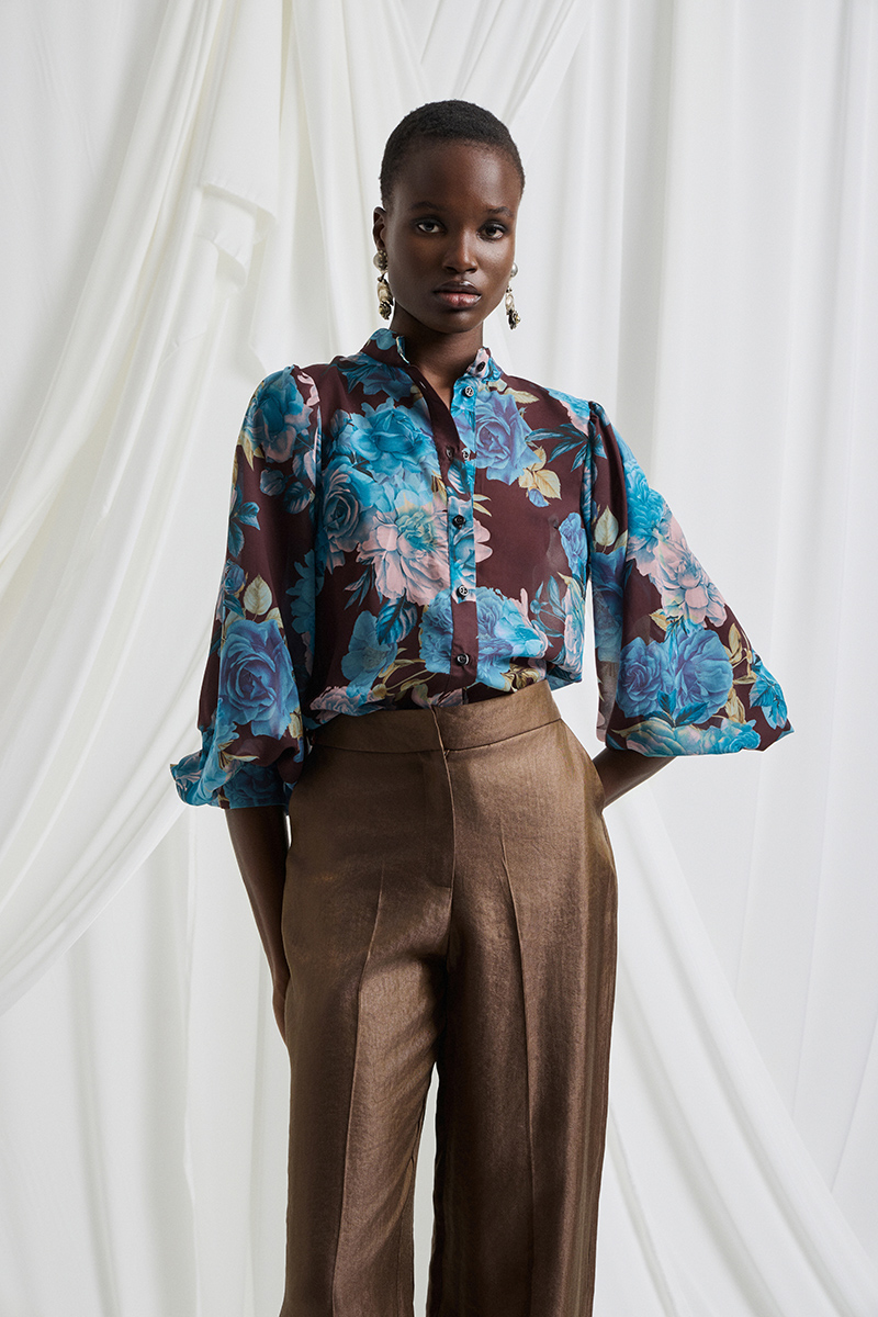 Semi sheer floral shirt - Image 2