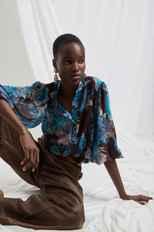 Semi sheer floral shirt