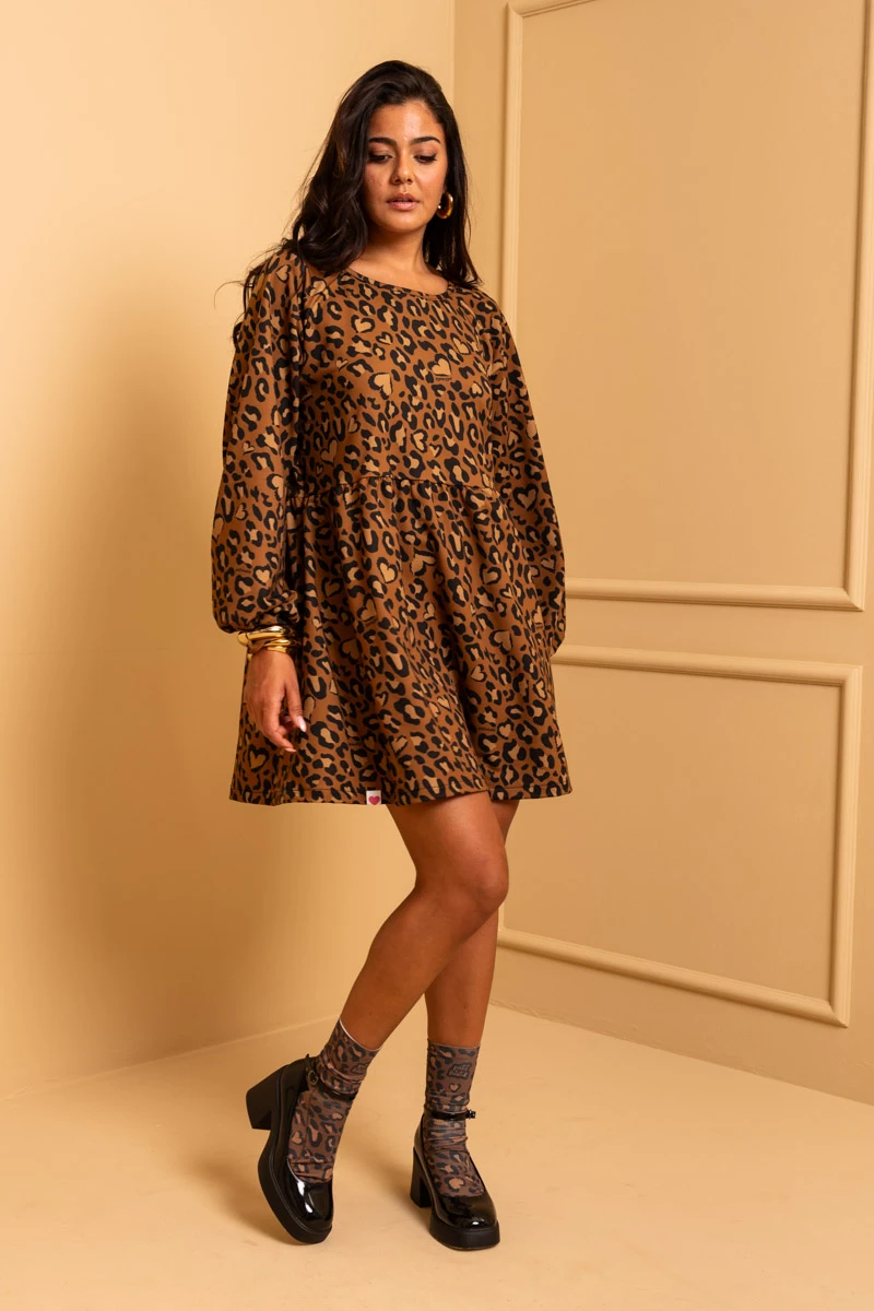 Melina Mini Dress Brown Animal Print