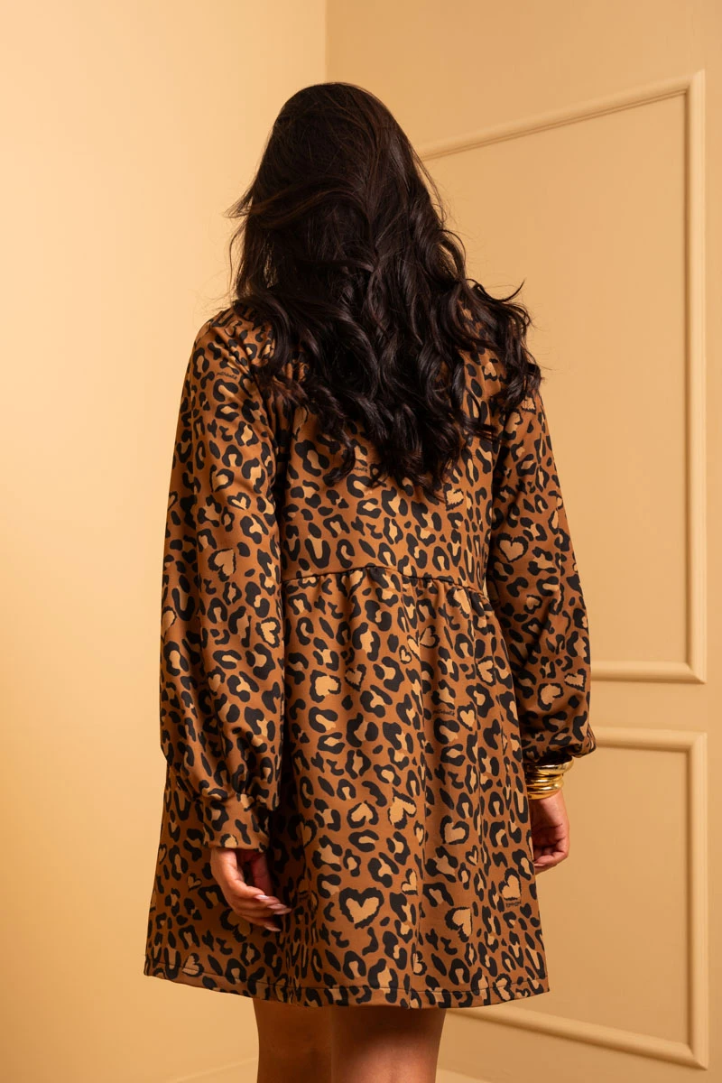 Melina Mini Dress Brown Animal Print - Image 5