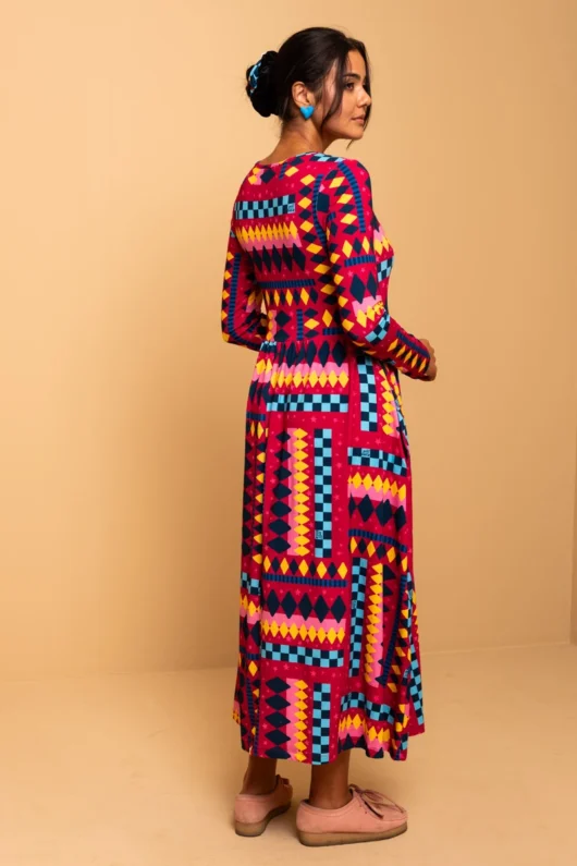 Alternative view of Isabella Dress Diamond Stripes Jersey Dress with Pockets Petit Boutik