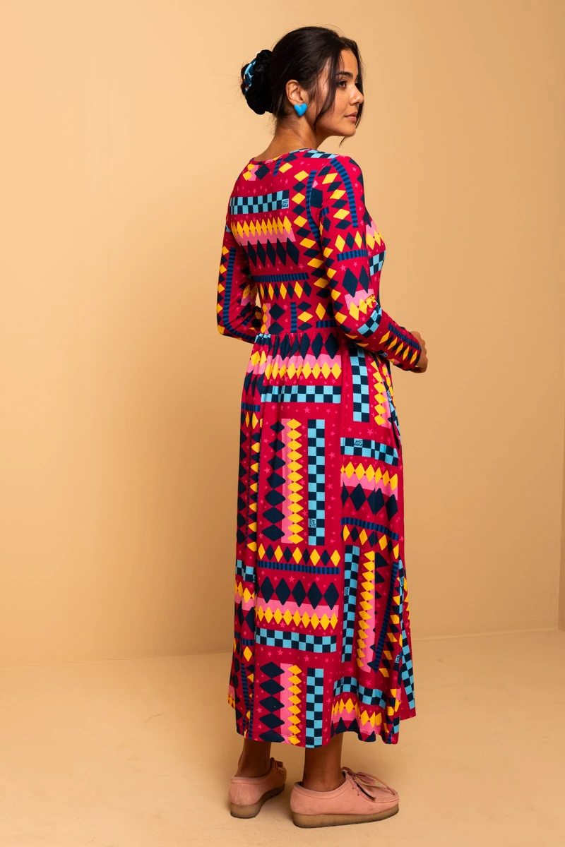 Isabella Dress Diamond Stripes Jersey Dress with Pockets Petit Boutik - Image 2