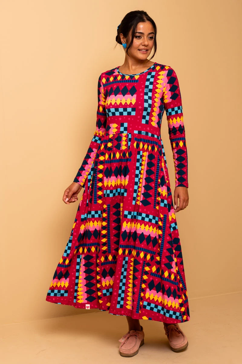 Isabella Dress Diamond Stripes Jersey Dress with Pockets Petit Boutik