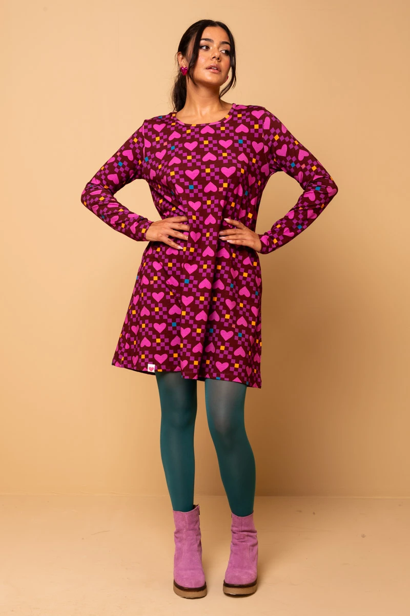 Tokyo Dress Magenta Hearts - Image 3