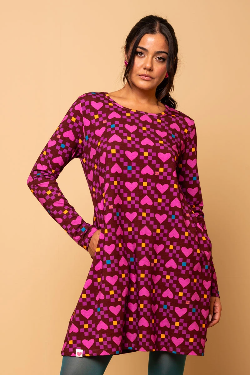 Tokyo Dress Magenta Hearts - Image 2