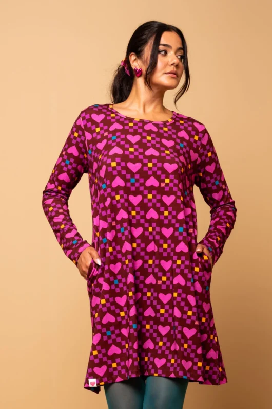 Tokyo Dress Magenta Hearts