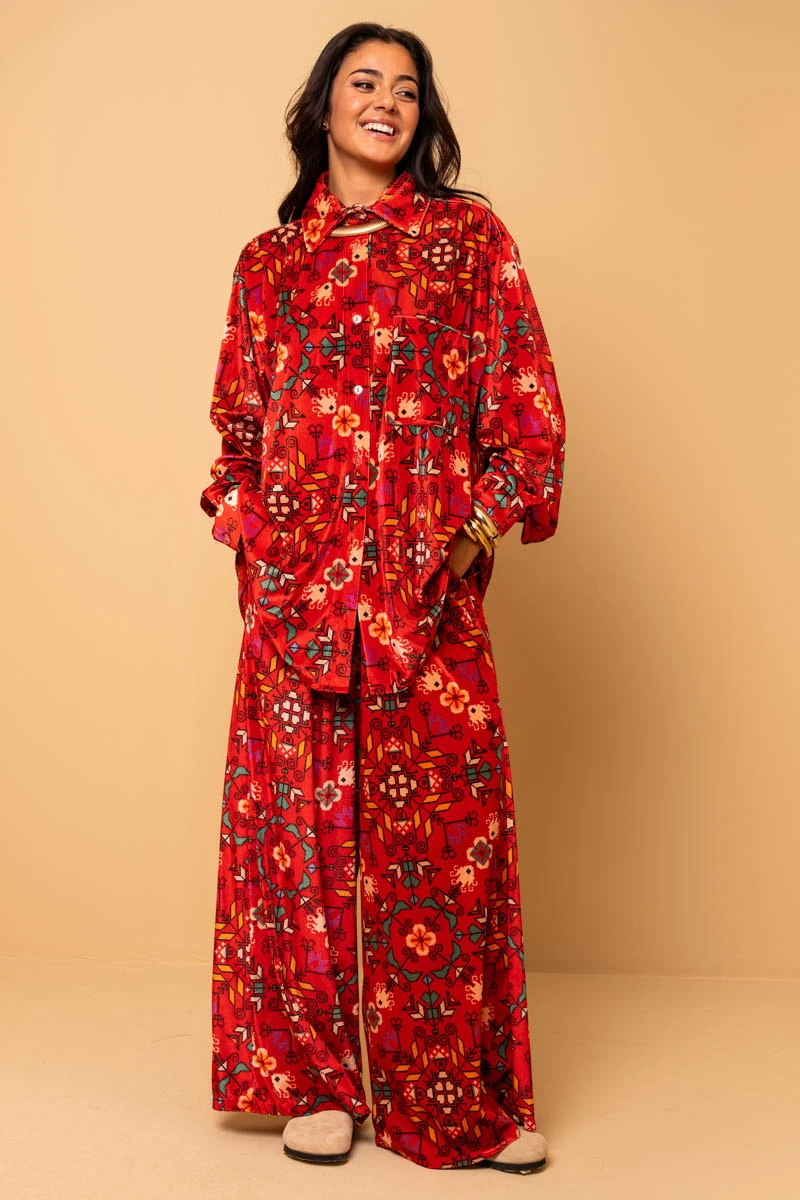 Maya Red Velvet Rip Shirt Petit Boutik - Image 4