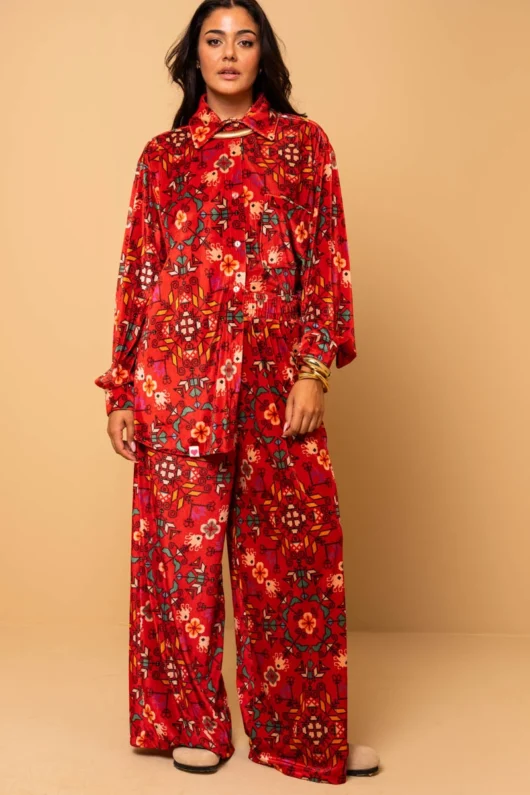 Alternative view of Lisa Pants Red Velvet Rip with Pockets Petit Boutik