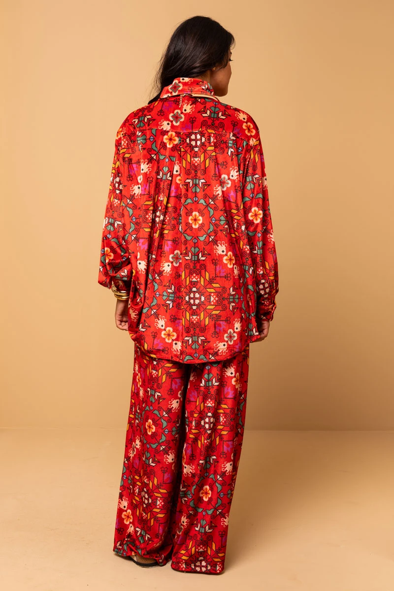 Maya Red Velvet Rip Shirt Petit Boutik - Image 5