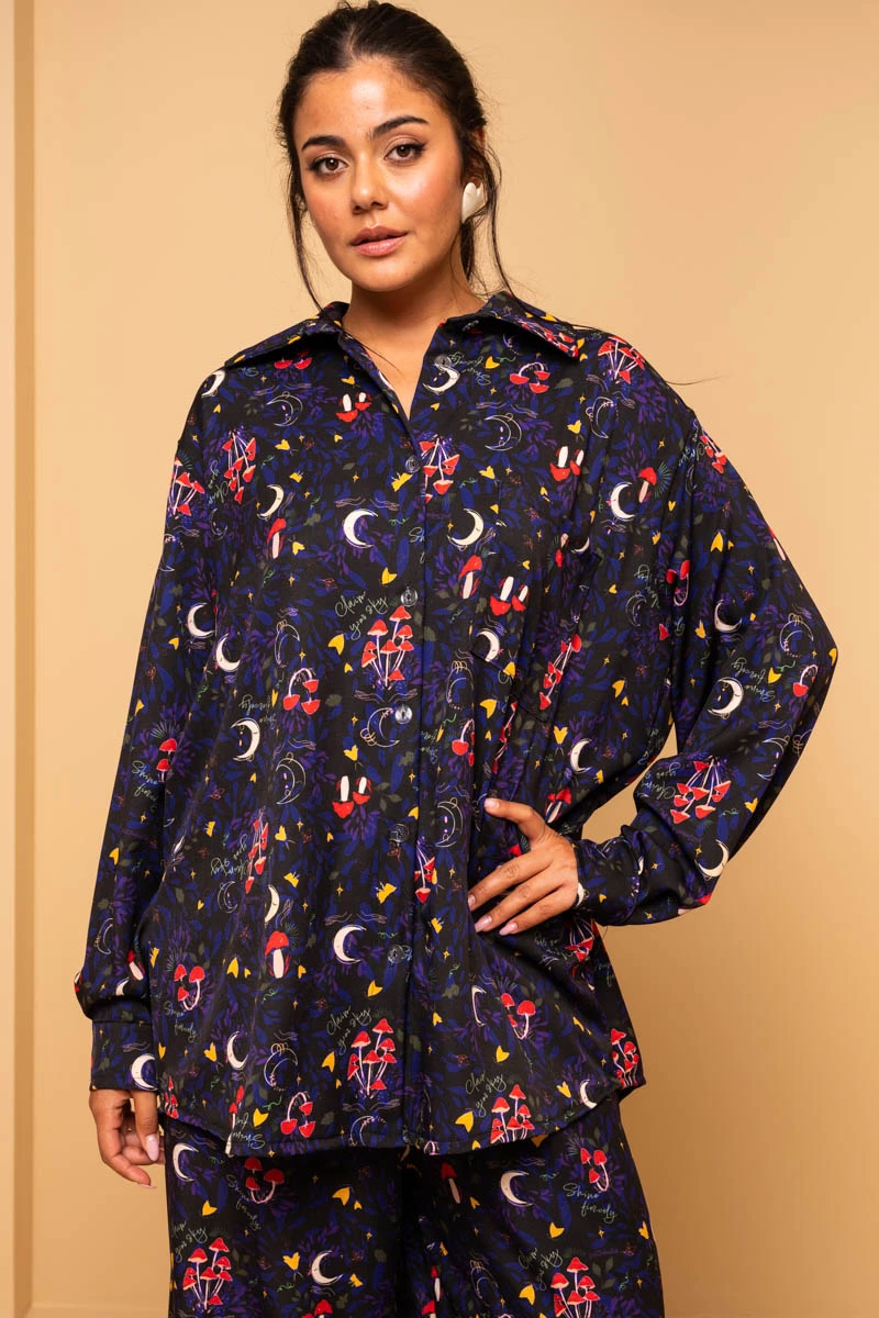 Maya Shirt Black Mushrooms Forest Petit Boutik - Image 3
