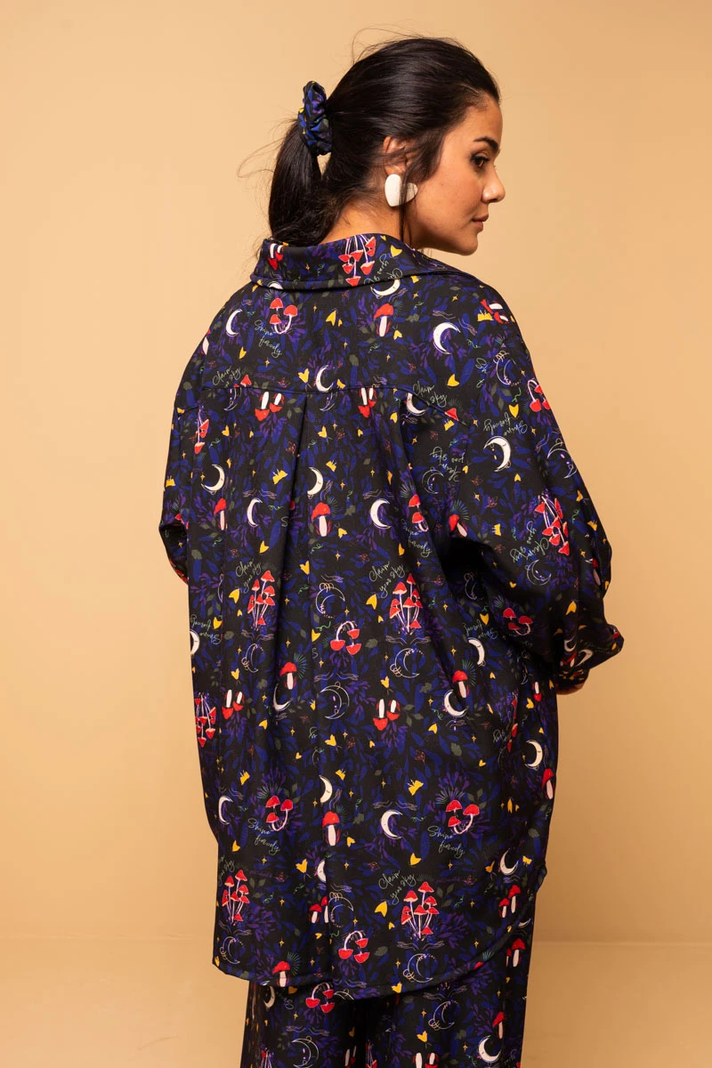 Maya Shirt Black Mushrooms Forest Petit Boutik - Image 2