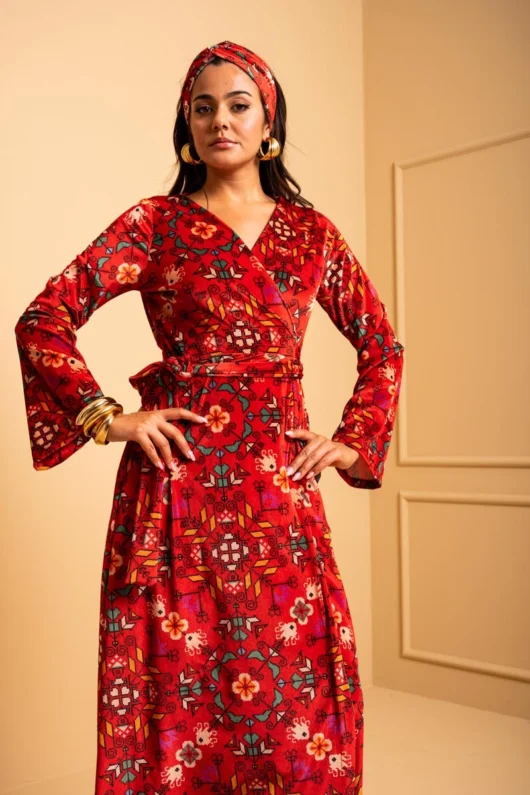 Alternative view of Iris Wrap Red Velvet Rip Dress Cruise Petit Boutik