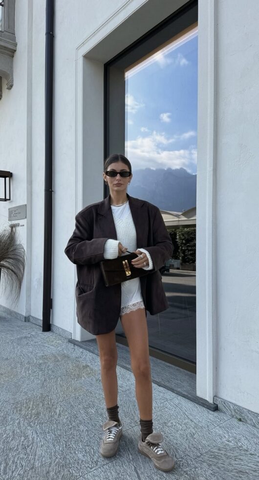 Evelyn oversized Suede blazer marrone