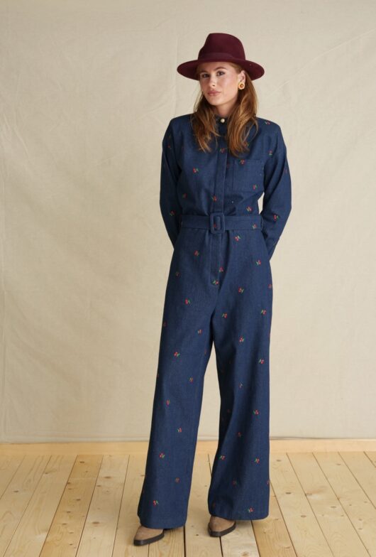 Alternative view of Blushed Cherries Denim Jumpsuit
