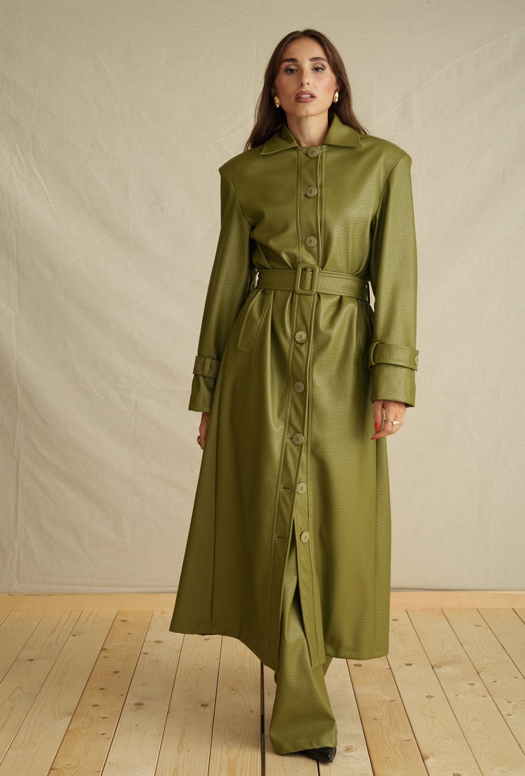 Evengreen Leather Maxi Coat - Image 3