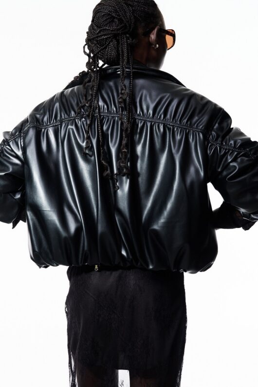 Alternative view of eco leather bomber jacket