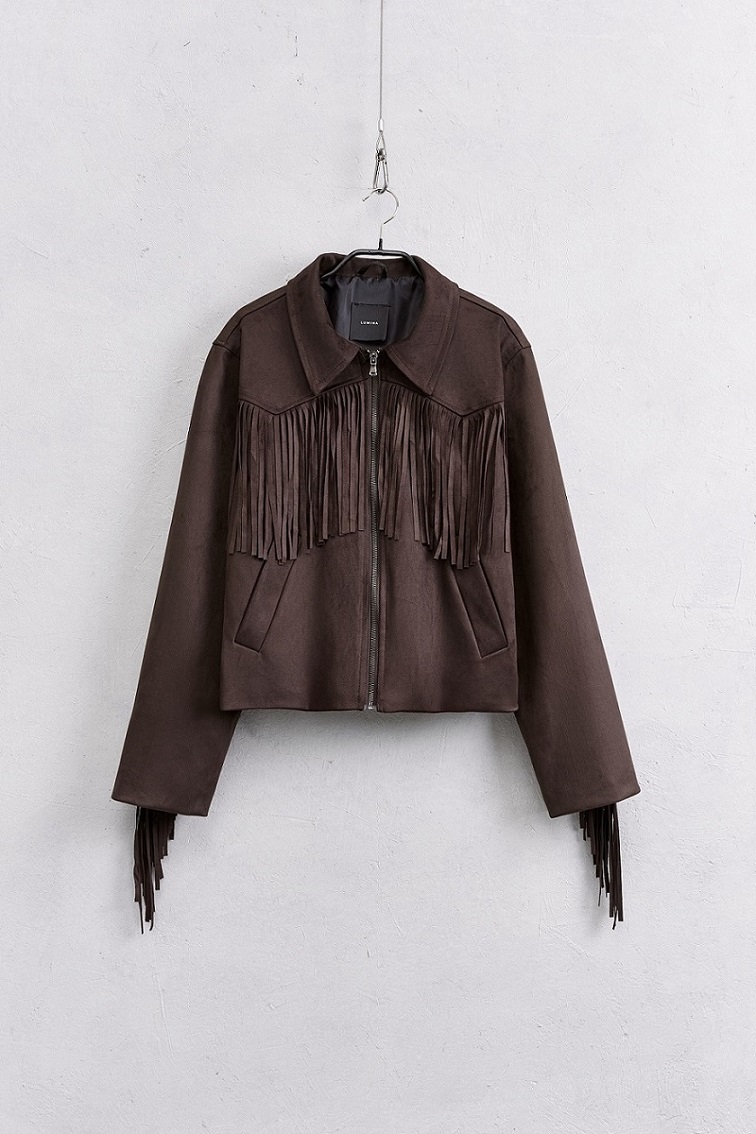jacket suede με κρόσια