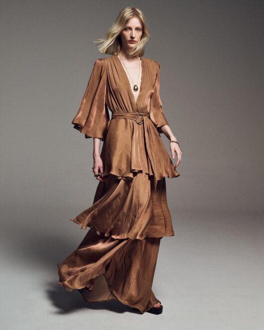 IRIDESCENT SANZAN RUFFLE DRESS