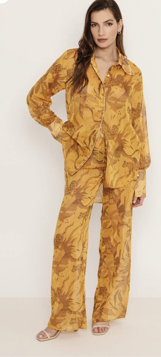 Thalia Cheetah Print Shirt and Pant Set