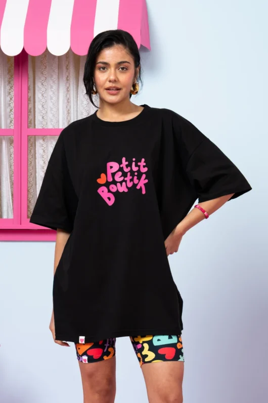 T-shirt Blouse Μαύρο “Petit Boutik” Κοντομάνικο Μπλουζάκι Petit Boutik