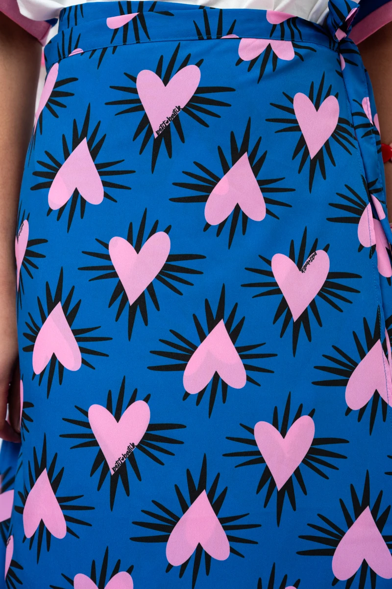 Klara Wrap Skirt Blue Hearts Pink Spikes Δετή Φούστα Petit Boutik - Image 4