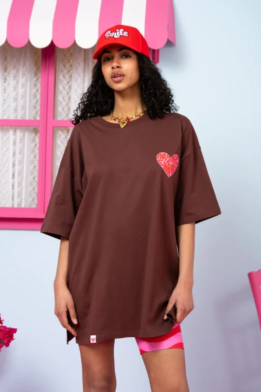 Alternative view of T-shirt Blouse Brown “Ποτέ Δεν Είναι Αργά” Κοντομάνικο Μπλουζάκι Petit Boutik