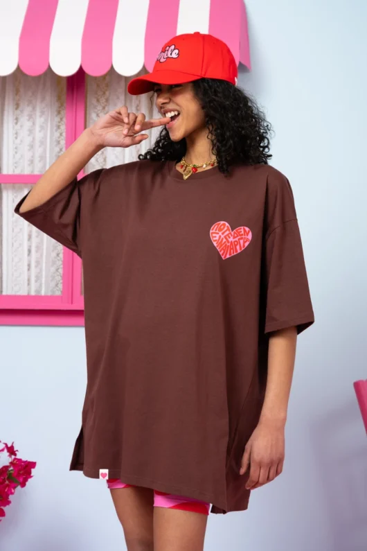 T-shirt Blouse Brown “Ποτέ Δεν Είναι Αργά” Κοντομάνικο Μπλουζάκι Petit Boutik