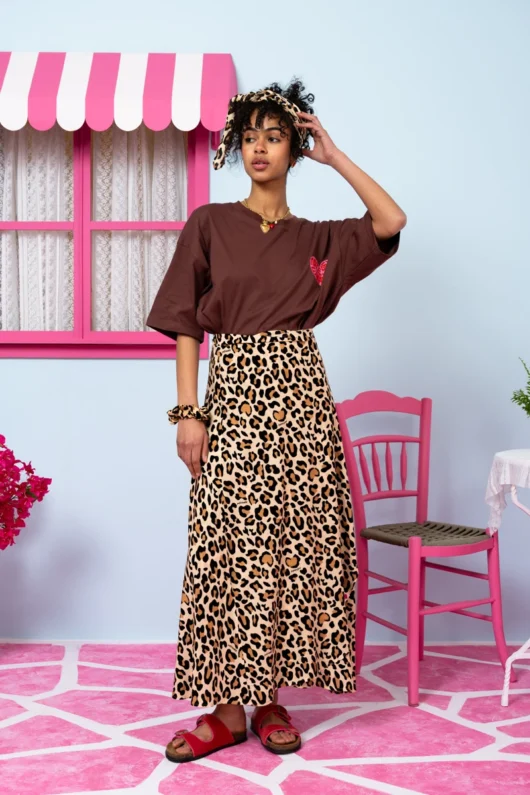 Klara Wrap Skirt Vis Leopar Sand Δετή Φούστα Petit Boutik