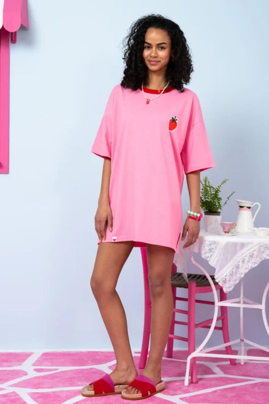 Alternative view of T-shirt Blouse Pink Strawberry Κοντομάνικο Μπλουζάκι Petit Boutik