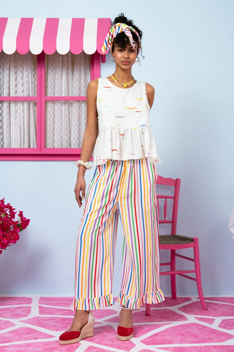 Jo Pants Frill Vis Multi Stripes Rainbow Παντελόνα με Τσέπες Petit Boutik - Image 2