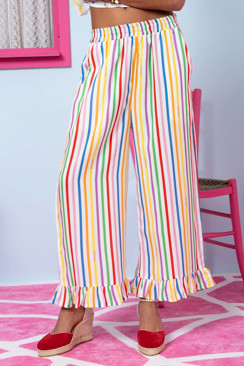 Jo Pants Frill Vis Multi Stripes Rainbow Παντελόνα με Τσέπες Petit Boutik - Image 3