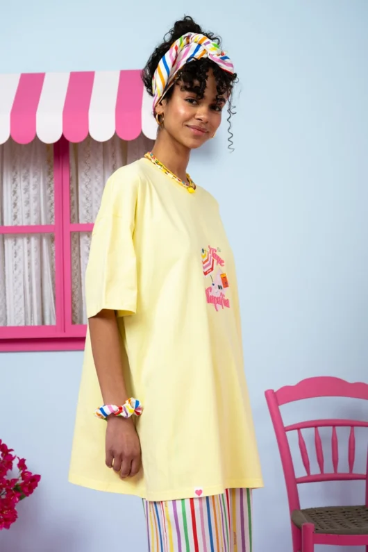 Alternative view of T-shirt Blouse Lime “Πάμε Παραλία” Κοντομάνικο Μπλουζάκι Petit Boutik