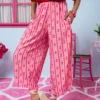 Ramona Pants Vis Pink Red Cherries Stripes Παντελόνα με Τσέπες Και Πιέτα Petit Boutik