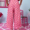 Ramona Pants Vis Pink Red Cherries Stripes Παντελόνα με Τσέπες Και Πιέτα Petit Boutik - Image 2