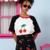 T-shirt Reglan White Black Cherries Κοντομάνικο Μπλουζάκι Petit Boutik - Image 4