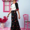 Klara Wrap Skirt Vis Black Cherries Δετή Φούστα Petit Boutik - Image 2