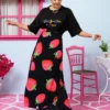 lara Wrap Skirt Vis Black Big Strawberries Δετή Φούστα Petit Boutik - Image 3