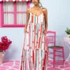 Athena Dress Vis Multi Stripes Strawberries Φόρεμα με Ζώνη & Τσέπες Petit Boutik - Image 4